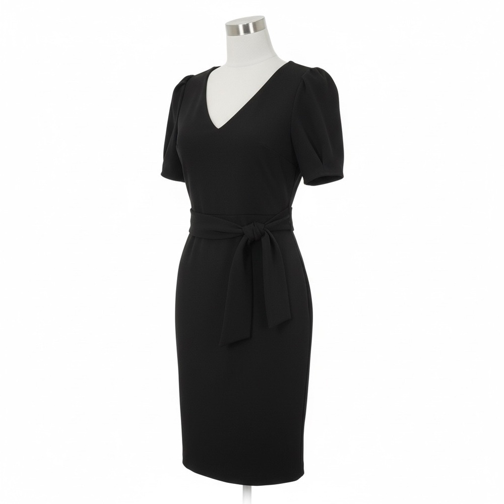 NWT Express LBD Black Puff Sleeve Tie Waist Dress Size XS